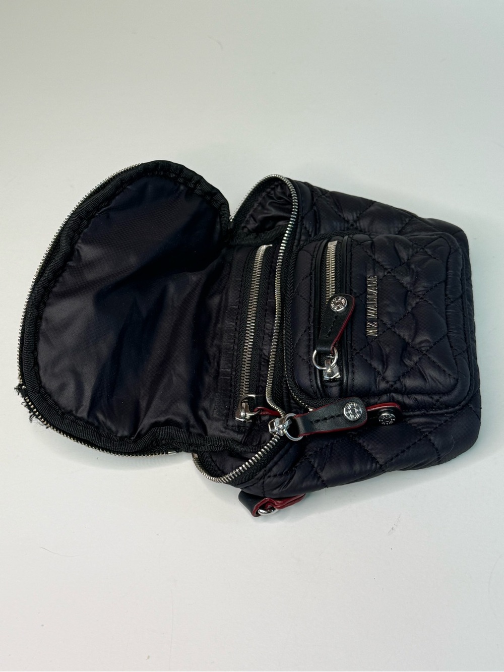 MZ Wallace Black Micro Crosby Sling  Silver Hardware Broken Zipper no strap